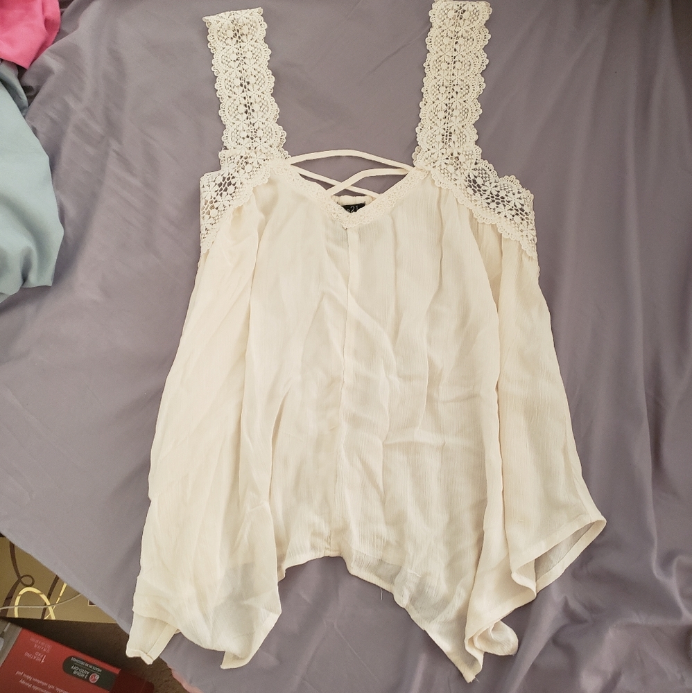 Off white Rue 21 lace strap top size large